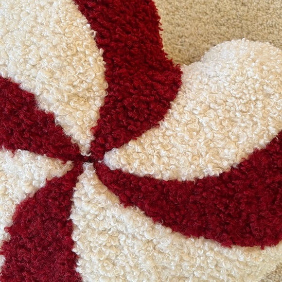 Pottery Barn Peppermint Swirl Heart Shaped Pillow - Picture 3 of 4